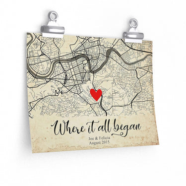 custom 2108 Where it All Began Map, Valentine's Day Gift Map, Custom Map Canvas, Where We Met Canvas, Couple, Personalized Map Canvas